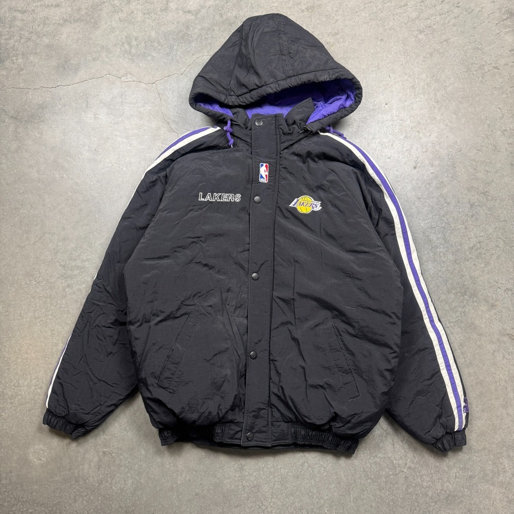 Vintage Starter NBA Los Angeles Lakers Jacket Mens Large Black Preowned Hooded